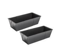 Zenker 9914350 Lot de 2 moules à cake extensibles, moule à cake, extensible, à gâteau, cake, à gâteaux, rectangulaire, Acier, Noir, 20-35 x 11,5 x 7 cm