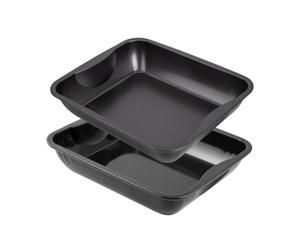 Zenker 9914750 Lot de 2 plats à four XXL rectangles, plat à poulet, Acier, Noir, 40 x 34 x 8 cm