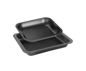 Zenker 9914850 Ensemble de 2 plats de four rectangulaires, plat de four, plat de cuisson four, plat à gratin, plat à lasagnes, Acier, 37 x 27 x 5 cm