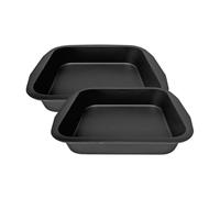 Zenker 9915050 Lot de 2 moules à brownie, moule carré, moule à gâteau, 2 moules à gâteaux carrés, Acier, Noir, 27 x 26 x 5 cm
