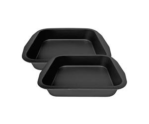 Zenker 9915050 Lot de 2 moules à brownie, moule carré, moule à gâteau, 2 moules à gâteaux carrés, Acier, Noir, 27 x 26 x 5 cm