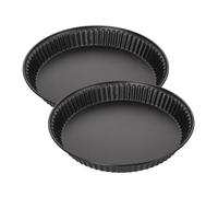 Zenker 7543 Lot de 2 moules à quiche, moule à tarte, moule pour quiche lorraine, 2 moules à quiches lorraine identiques, moule quiche, 2 moules à tartes, Acier inoxydable, Noir, 30 x 3,5 cm