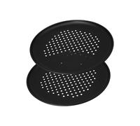 Zenker 9915550 Lot de 2 Plaques à pizza à fond perforé, plaque pizza, moule à pizza, plaque pour pizza 4 fromages, Acier, Noir, 32 x 32 x 1,5 cm