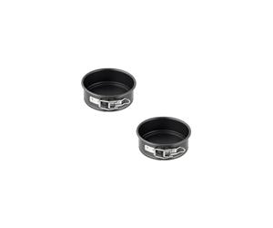Zenker 9915950 Lot de 2 mini moules à manqué, mini moule rond, moule à gâteau, moule à manqué, 2 moules à charnière, Acier inoxydable, Noir, 12 x 12 x 4 cm