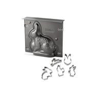 Zenker Moule lapin de Pâques 3D (9917550) – ensemble avec 5 emporte-pièces, inox 21,5x19x6 cm
