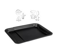 Zenker 9936150 plaque de cuisson extensible et 7 emporte-pièces de Noël, plaque patisserie réglable et emporte-pièces inox, plaque cuisson four, Acier, 35-52 x 32 x 3 cm
