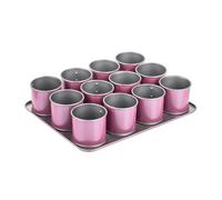 Zenker Creative Studio 7481 Lot de 12 mini moules à gâteau avec revêtement anti-adhésif pour petits gâteaux Motif mosaïque Rose argenté