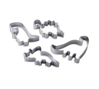 Zenker Emporte-pièce dinosaure en inox | Découpe nette sans déformer, Set de 4 formes, Inox rigide, Hauteur 2 cm, Passe au lave vaisselle