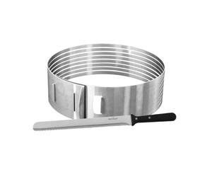 Zenker Kit découpe layer cake avec cercle réglable et couteau | Découpes nettes, Lot de 2 pour layer cakes, Réglable 26 28 cm, Inox et POM robustes, Passe au lave vaisselle, Plastique