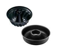 Zenker - Lot de 2 moules à pâtisserie Kouglof 25 cm et Savarin 28 cm, acier antiadhésif noir, 230°C