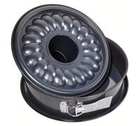 Zenker Moule à charnière Ø 26 cm DELUXE, Moule à pâtisserie avec fond plat et fond tubulaire en tôle d'acier vitrifiée à l'émail, Moule à gâteau rond à bord extra haut (Couleur : Noir métallisé)
