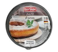 Zenker Moule à charnière avec fond plat et tube Ø 18 cm de la série Pure Moule à 2 étages Set de moules à gâteau avec revêtement antiadhésif, facile à démouler (Couleur : noir) Quantité : 1 pièce
