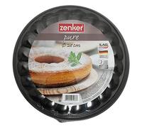 Zenker Moule à charnière avec fond plat et tube Ø 28 cm PURE, moule à 2 fonds, set de moules à gâteau, avec revêtement antiadhésif, démoulage facile pour gâteaux juteux (couleur : noir), quantité : 1