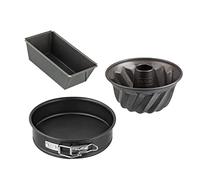Zenker 9991850 Set de 3 moules à manqué spécial mini avec à cake, moule à kougelhopf, à charnière, Acier inoxydable, Noir, 15 x 5,5 x 8,5 cm, 18 cm, 16 cm
