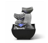Zen'Light - Fontaine d’Intérieur Boro Cascade Zen Relaxante avec Lumière LED Coloré - Décoration Salon, Chambre, Bureau Idéal Méditation et Détente - Fontaine de Table Circuit Fermé - H 18cm
