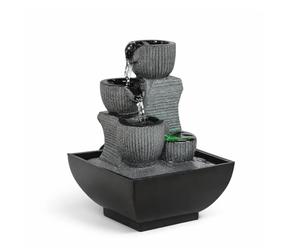 Zen'Light - Fontaine d’Intérieur Kini Cascade Zen Relaxante avec Lumière LED Coloré - Décoration Salon, Chambre, Bureau Moderne, Idéal Méditation et Détente - pour Table Circuit Fermé - H 18 cm