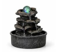 Zen'Light - Fontaine d’Intérieur Little Rock - Cascade Nature Effet Pierre avec Lumière LED Coloré - Décor de Table Zen Idéal Méditation et Détente - Objet Feng Shui Bonheur - H 23cm