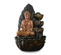ZEN'LIGHT, Fontaine d'Intérieur Bouddha Hartha, Décoration Zen et Feng Shui, Cadeau Original Bouddha- Eclairage Led Multicolore, Pompe Silencieuse, L 27 x l 27 x H 40 cm
