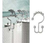 Zenna Home Lot de 12 Crochets de Rideau de Douche chromés - Anneaux de Doublure de qualité supérieure avec Double Glissement et Design Double Face - Résistant à la Rouille