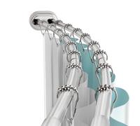 Zenna Home NeverRust Lot de 2 tringles à Rideau de Douche en Aluminium à Double courbure avec Tension Nickel 127 à 182 cm