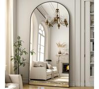 ZenoMirris Miroir Pleine Longueur, 180 x 76 cm, Miroir sur Pied arqué, avec Cadre en Aluminium, Miroir de Sol et Miroir Mural à Poser, s'appuyer ou à Suspendre, pour Chambre à Coucher et Salon, Noir