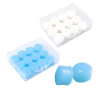 ZENQARI 24 Pièces Bouchon d'Oreille Cire Silicone Réutilisable Silicone Cire Bouchon d'Oreille 32dB Réduction Bruit 24 in 1 Petit Pratique Portable Adapté Sommeil Protection Oreille(12 Bleu 12 Blanc)