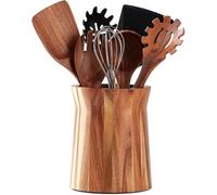 Zenqira Grand porte-ustensiles de cuisine en bois, rotation à 360°, 18,3 x 15,2 cm, pour comptoir, décoration de cuisine de ferme