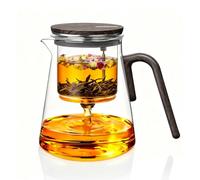 ZENS Theiere avec infuseur, 800ML Théière magnétique pour thé en vrac | Théière en verre avec infuseur, Theiere magique pour thé en vrac, idéale comme cadeaux, motif noyer noir