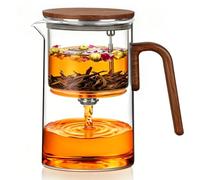 ZENS Theiere avec infuseur, 830ML Théière magnétique thé en vrac, Noix | Borosilicate Theiere magique pour thé en vrac, Théière en verre avec infuseur, idéale comme Tisane cadeaux,