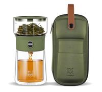 ZENS Theiere avec Infuseur, Une Seule Touche Théière magique Tisane, noix | Théière en verre avec infuseur, mug isotherme de 200 ml et sac de Portable. Magical Teapot, idéale comme cadeaux