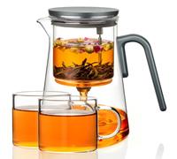 ZENS Theiere en verre avec infuseur en 2 Tasses, 1000ML Théière magnétique | Borosilicate Theiere magique pour thé en vrac, Théière en verre avec infuseur, idéale comme Tisane cadeaux