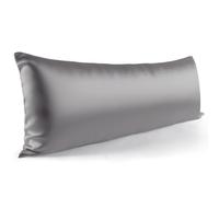 Zenssia Housse pour coussin de positionnement latéral, 40 x 145 cm, 1 pièce, en satin, aussi doux qu'une taie en soie, 40 x 145 cm, pour le soin des cheveux et de la peau avec fermeture éclair, gris