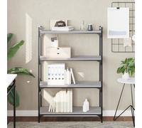 Zentexion Bibliothèque à 4 étages - Gris Sonoma - 80 x 30 x 120 cm - En bois et métal - Séparateur de pièce pour salon, bureau, chambre d'enfant, couloir et bureau