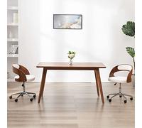 Zentexion Chaise de bureau pivotante en bois de buisson et cuir synthétique - Réglable en hauteur - Avec roulettes - Dossier ergonomique - Pour bureau à domicile, bureau et salle de conférence