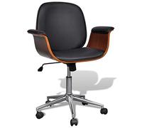 Zentexion Chaise pivotante en bois de hêtre et cuir synthétique, réglable en hauteur, ergonomique, avec roulettes et dossier réglable, pour bureau à domicile, bureau et salle de conférence, jusqu'à