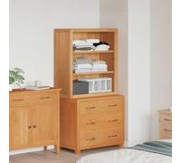 Zentexion Ensemble de meubles de rangement en chêne massif marron 80 x 50 x 160 cm avec 3 tiroirs, espace de rangement et protection anti-basculement pour salon, chambre à coucher, couloir, polyvalent