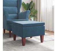 Zentexion Repose-pieds pliable avec pieds en bois en velours bleu pour salon, couloir et balcon, design peu encombrant, construction stable, idéal comme assise, repose-pieds ou table d'appoint
