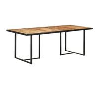 Zentexion Table à manger 200 cm en bois de manguier massif avec pieds en fer robustes, table de cuisine rectangulaire, extensible, peu encombrante, idéale pour salle à manger, cuisine, salon et repas