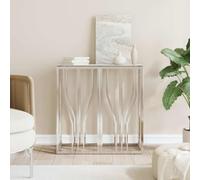 Zentexion Table d'appoint argentée - 70 x 30 x 70 cm - En acier inoxydable et verre - Table de salon moderne avec aspect marbre - Peu encombrante - Polyvalente, robuste et facile d'entretien - Pour
