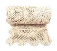 Zenviro Couverture bohème tricotée à la Main en Crochet Beige Crème 125 x 150 cm
