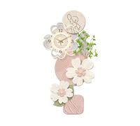 ZENY896V Horloge Cuisine Grande Applique Murale Florale avec Horloge | Horloge Murale Décoration Murale(Pink,50*100cm)