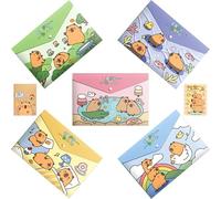 ZenyTra Lot de 5 porte-documents A4 pour enfants | Classeurs en plastique imperméables avec design Capybara | Pour l'école, la maternelle et la maison | Avec 2 carnets de notes (Capybara)