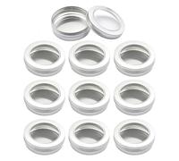 ZEOABSY 10 Pièces, Vide Argent Rond Pots en Aluminium 100ml avec Fenêtre Couvercle de-vis Cosmétiques Maison Pot en Aluminium pour Bougie Crème Voyage