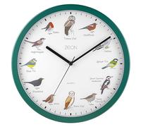 ZEON Birdsong CE4558 Horloge murale analogique avec annonces horaires du chant des oiseaux Vert 29,5 cm
