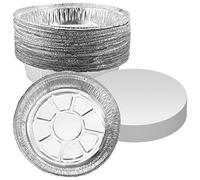 ZEONHEI Lot de 40 plateaux ronds en aluminium de 20,3 cm avec couvercles | Moule à tarte rond en aluminium pour cuisiner, rôtir, réchauffer
