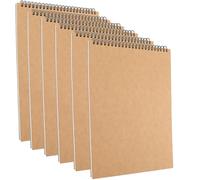 ZEONHEI Lot de 6 carnets de croquis vierges à spirales A4, 30 feuilles/60 pages de papier uni de 160 g/m², couverture kraft rigide marron pour peinture, croquis, dessin