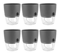 ZEONHEI Lot de 6 Potager Jardiniere Interieur, Pot à Herbes, avec système d'arrosage Automatique, pour la Cuisine, Rebord de fenêtre, Plante Interieur, 18,2 x 11 x 15,3 cm, Gris