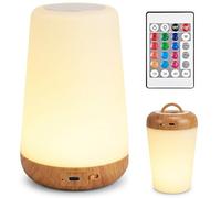 ZEONX Veilleuse LED de chevet - Petite lampe de table sans fil avec télécommande tactile rechargeable par USB, fonctionne avec piles, 13 couleurs, 5 niveaux de luminosité, minuterie - pour enfants