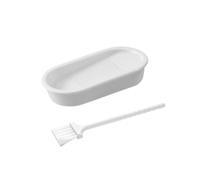 ZEPFJHE Assiette de préparation d ' ail en céramique de Cuisine, Outil de râpe aromatique, Zone texturée Ovale, Aide à Main Blanche pour Les tâches d ' assaisonnement Quotidiennes