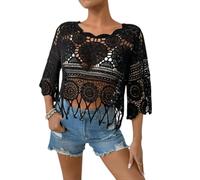 ZEPFJHE Haut tricoté au crochet, noir, XL